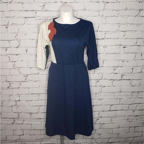 Vintage Color Block Leaves PBJ Dress, Size 11 - Picture 1 of 8